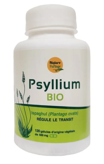 Psyllium bio 500mg – 120 gélules - Nature et Partage