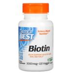 Biotine, 5 000 mcg, 120 gélules végétales Doctor's best