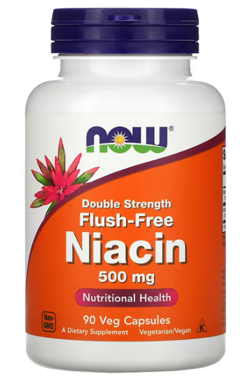 Niacine B3 (acide nicotinique) - sans rougeur - 90 Caps. Now Foods