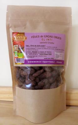 Fèves de cacao crues, bio  variété criollo 250 g - Saldac