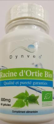 Racine d'ortie bio concentrée - ratio 4 / 1 - 500mg  60 gél Dynveo