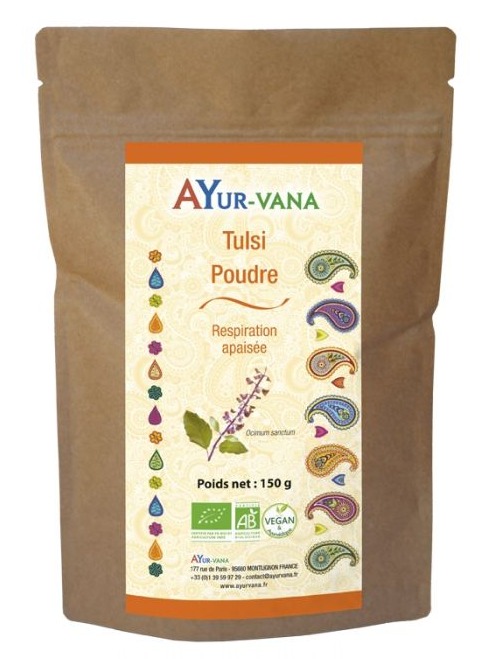 Tulsi Bio en poudre (basilic sacré) - 150g -  Ayur-vana