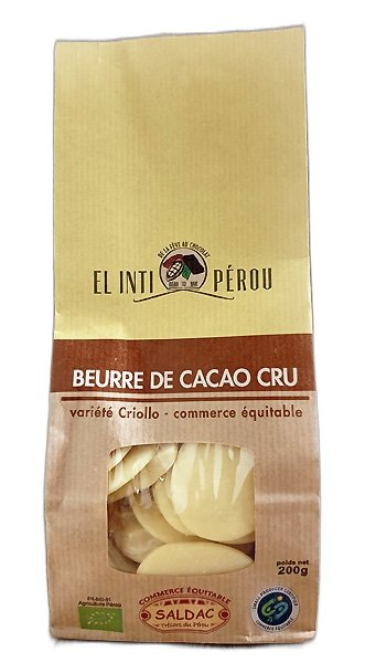 Beurre de Cacao cru et bio 200 g saldac Paris Herba Barona