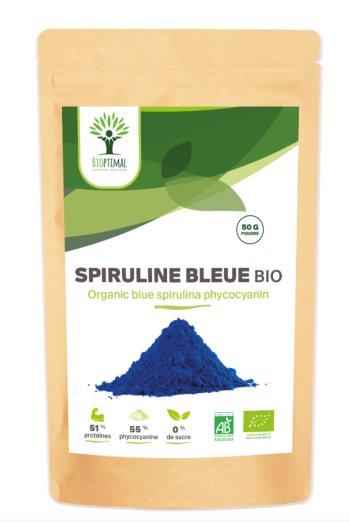 Spiruline bleue en poudre bio 50 g de Bioptimal Paris Herba Barona