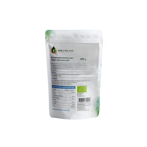 Graines de Nigelle Bio Kraeuterland 500 g dos Paris Herba Barona