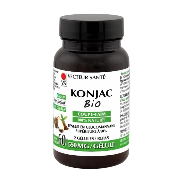 Konjac bio 60 gélules Vecteur Santé coupe-faim glucomannane Paris Herba Barona