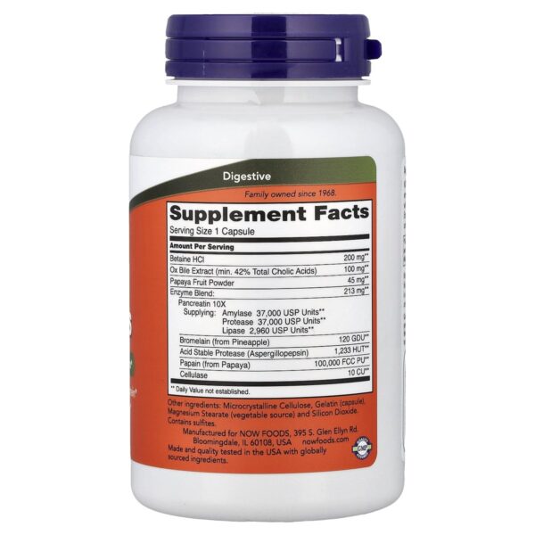 Super Enzymes Digestives – 90 Caps. – Now Foods dos etiquette composition Supplement Facts Paris Herba Barona