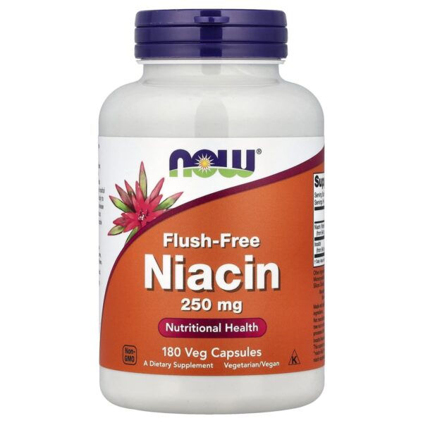 Niacine B3 Flush Free – sans rougeur – 90 veg Caps. Now Foods dos etiquette composition Supplement Facts Paris Herba Barona