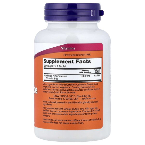 Niacinamide B3 – 100 Caps. Now Foods dos etiquette composition Supplement Facts Paris Herba Barona