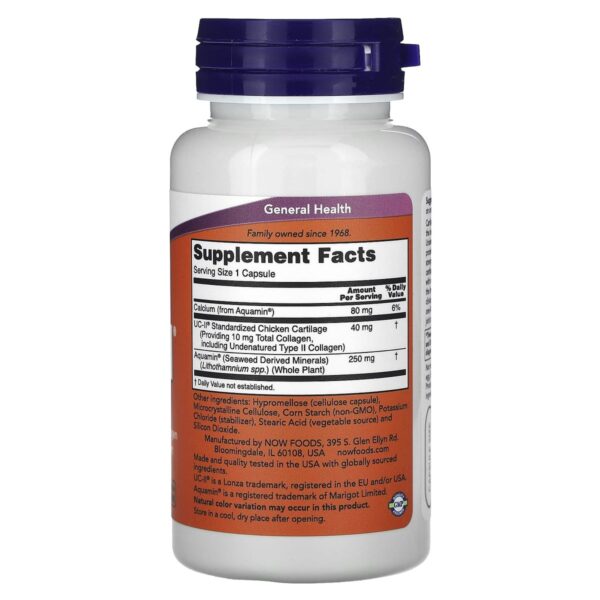 UC-II Collagène Type 2 NOW Foods 120 capsules dos etiquette composition Supplement Facts Paris Herba Barona