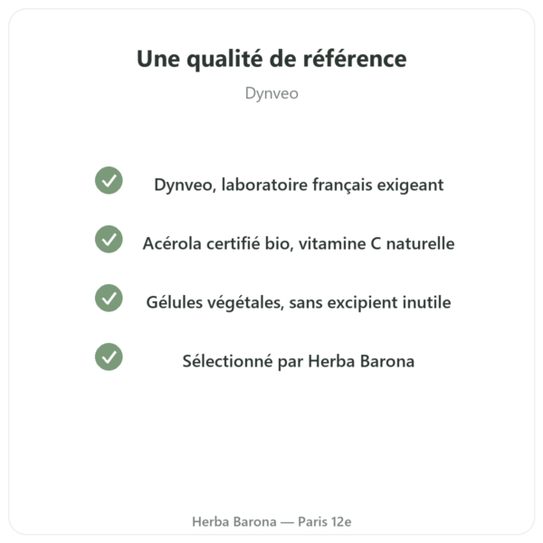 Acerola BIO – 60 gélules – 500 mg – Dynveo qualite Paris Herba Barona