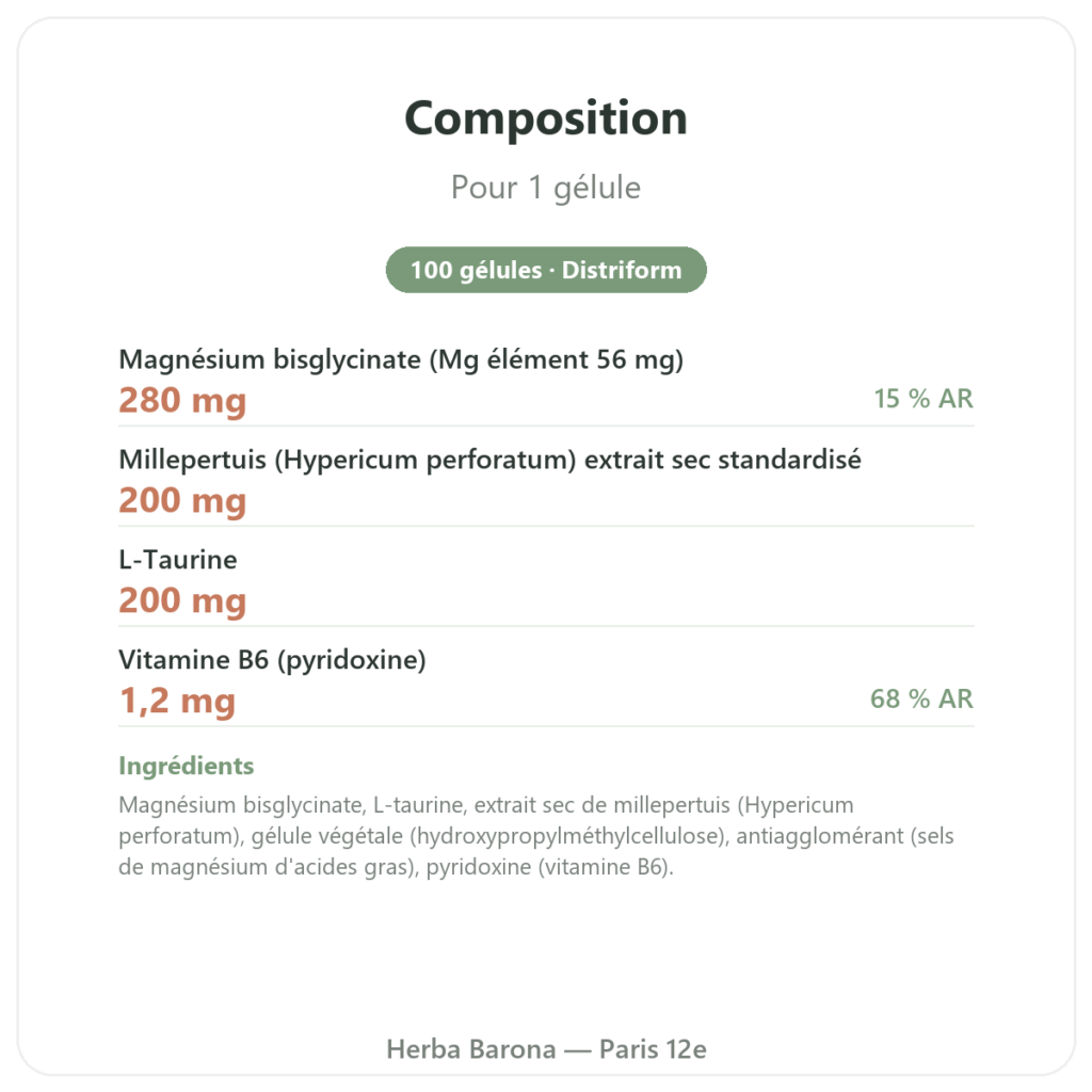 Altostress Distriform 100 gélules - Stress et détente composition valeurs nutritionnelles Paris Herba Barona