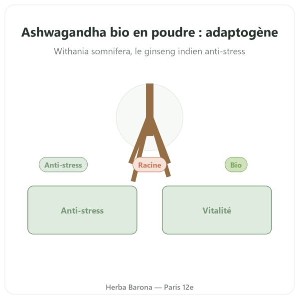 Ashwagandha Bio Poudre 300g – Bioptimal presentation Paris Herba Barona