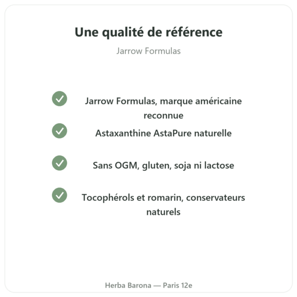Astaxanthine 12 mg – Jarrow Formulas – 30 Softgels qualite Paris Herba Barona