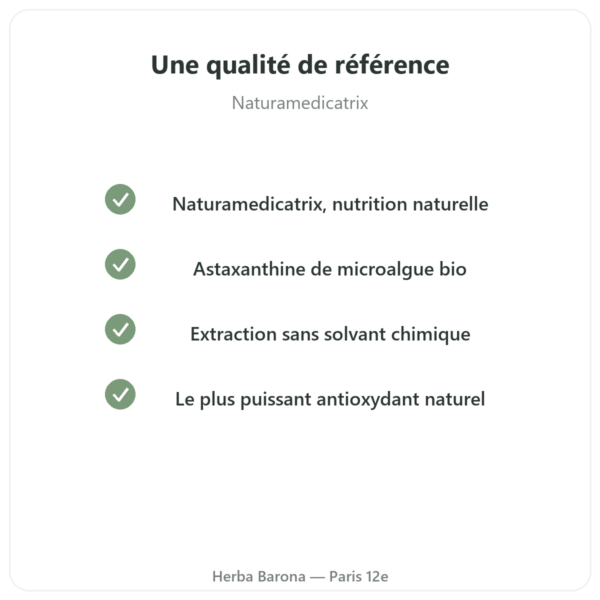 Astaxanthine Forte Bio Naturamedicatrix 60 gélules - Antioxydant qualite Paris Herba Barona