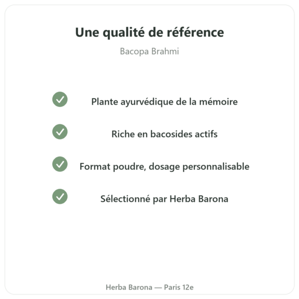 Bacopa – brahmi en poudre en 150 g qualite Paris Herba Barona