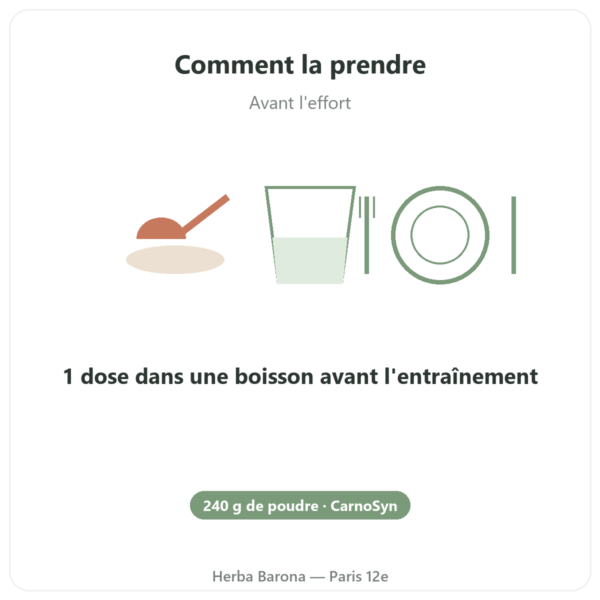 Bêta-Alanine Poudre 240g – Nutrimuscle mode emploi conseil de prise Paris Herba Barona