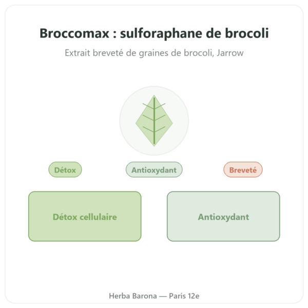 Broccomax Sulforaphane Extrait Broccoli Jarrow Formulas – 120 capsules presentation Paris Herba Barona