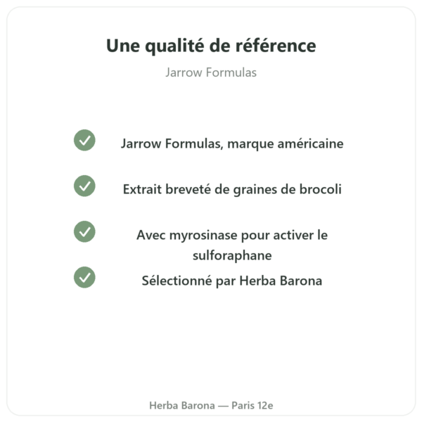 Broccomax Sulforaphane Extrait Broccoli Jarrow Formulas – 120 capsules qualite Paris Herba Barona