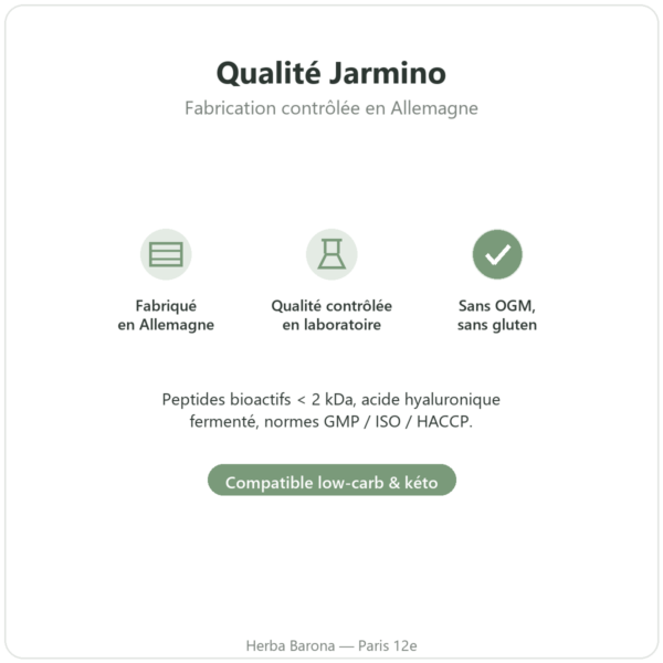 Collagene Beaute Jarmino qualite fabrication Allemagne Paris Herba Barona