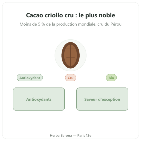 Cacao Criollo Cru Pur en Poudre Bio 250g Saldac presentation Paris Herba Barona
