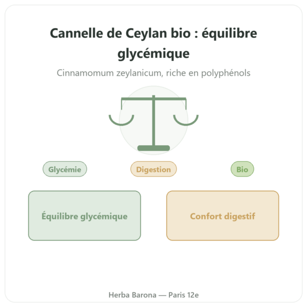 Cannelle de Ceylan – 50% polyphénols – Dynveo -500mg / 60 gélules presentation Paris Herba Barona