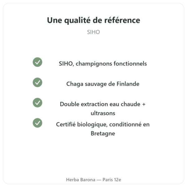 Chaga Bio – SIHO 60 gélules qualite Paris Herba Barona