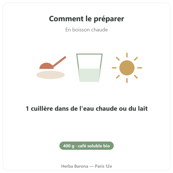 Chi café BIO Soluble Dr Jacob's 400 g mode emploi conseil de prise Paris Herba Barona