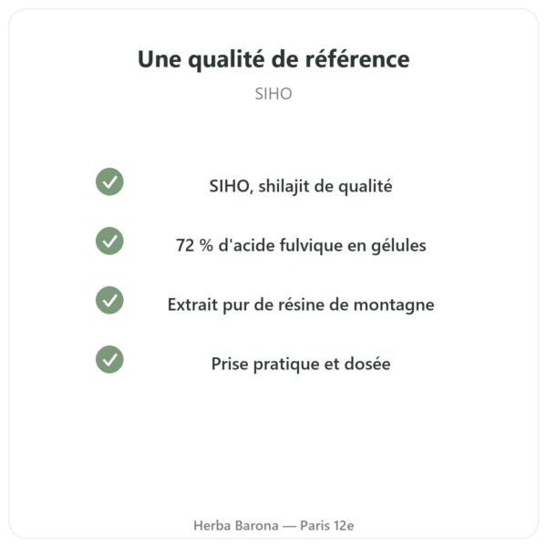 Chilagite en gélules pure riche en acide fulvique – 60 gélules – SIHO qualite Paris Herba Barona