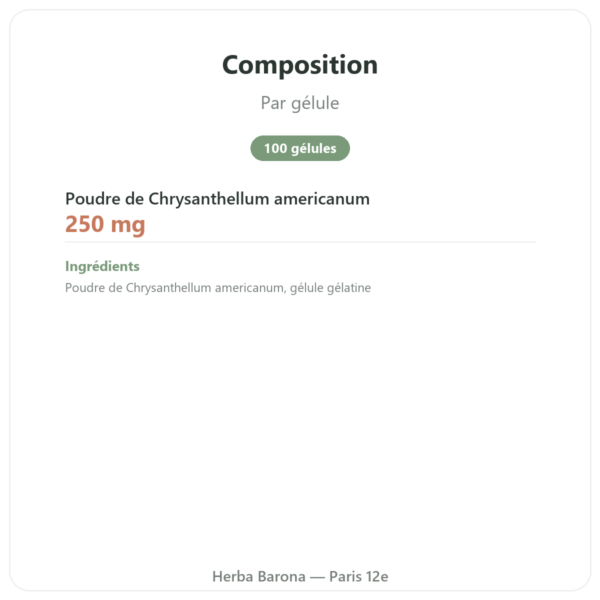 Chrysantellum – Neodiet 100 gélules composition valeurs nutritionnelles Paris Herba Barona