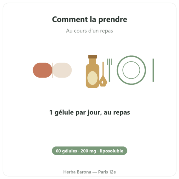 Coenzyme Q10 – SIHO – 200 mg – 60 gélules mode emploi conseil de prise Paris Herba Barona
