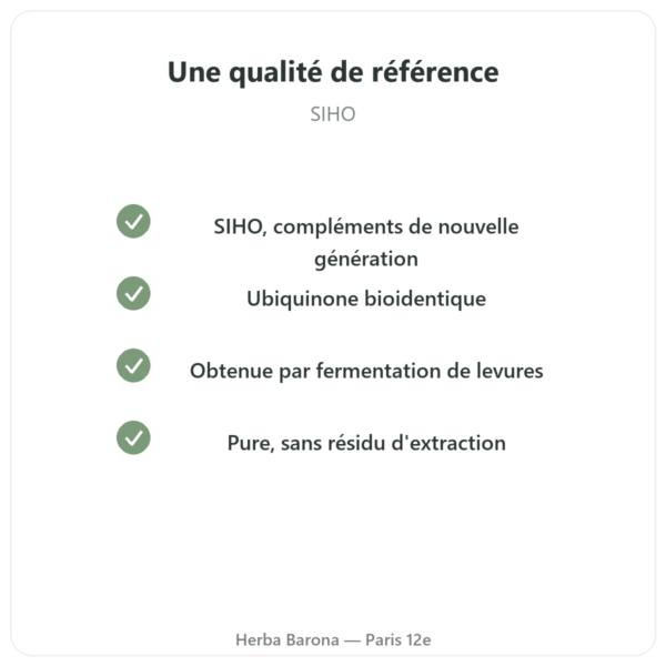 Coenzyme Q10 – SIHO – 200 mg – 60 gélules qualite Paris Herba Barona