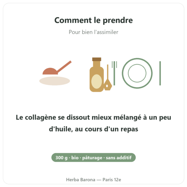 Collagène bovin de Boeuf Bio poudre Jarmino mode emploi conseil de prise Paris Herba Barona
