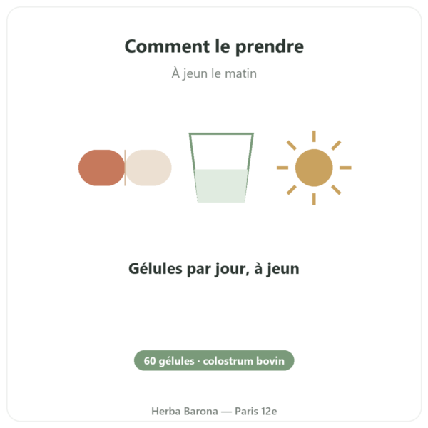 Colostrum – SIHO – 60 gélules mode emploi conseil de prise Paris Herba Barona
