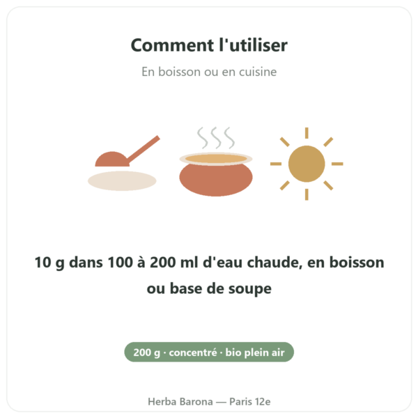 Concentré de bouillon d'os de poulet (200g) – Jarmino mode emploi conseil de prise Paris Herba Barona