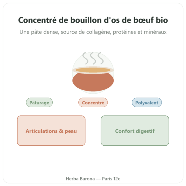 Concentré de bouillon d’os de bœuf bio 440g – Jarmino presentation Paris Herba Barona
