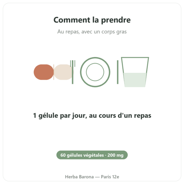 CoQ10 200mg NOW Foods 60 gélules végétales - Coenzyme Q10 mode emploi conseil de prise Paris Herba Barona