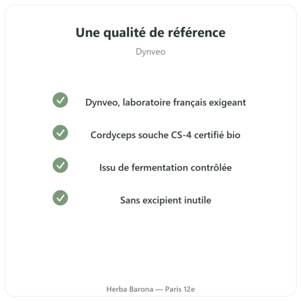 Cordyceps bio concentré – Souche CS-4 – Dynveo – 60 gélules qualite Paris Herba Barona
