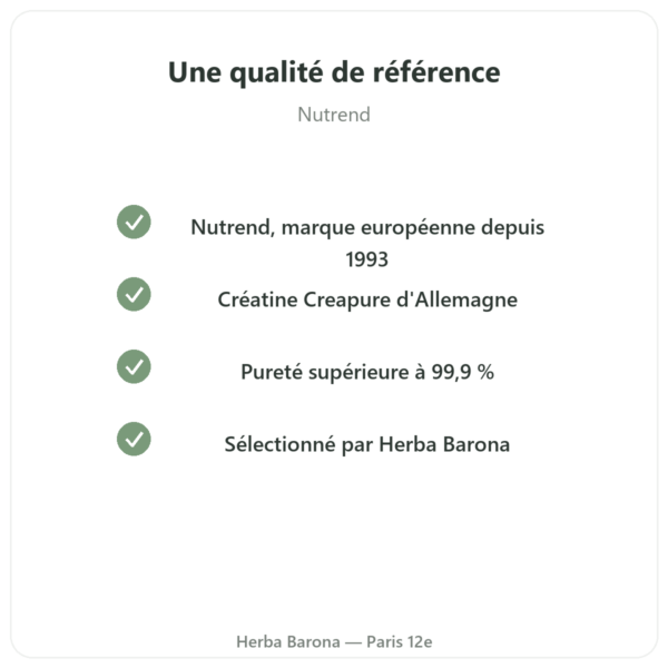 Créatine Monohydrate Creapure® 500 g – Nutrend qualite Paris Herba Barona