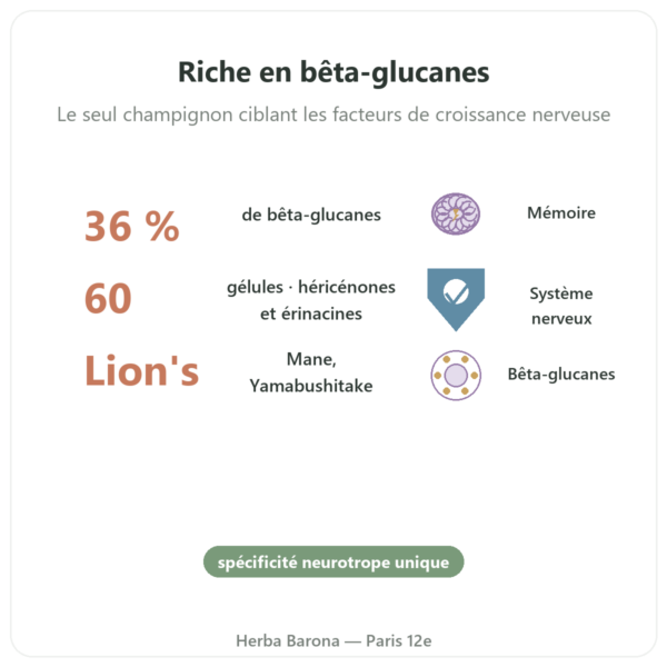 Crinière de Lion Bio – SIHO 60 gélules bienfaits et chiffres Paris Herba Barona