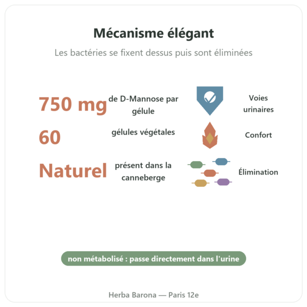 D-Mannose 750 – Be-Life – 60 gélules bienfaits et chiffres Paris Herba Barona