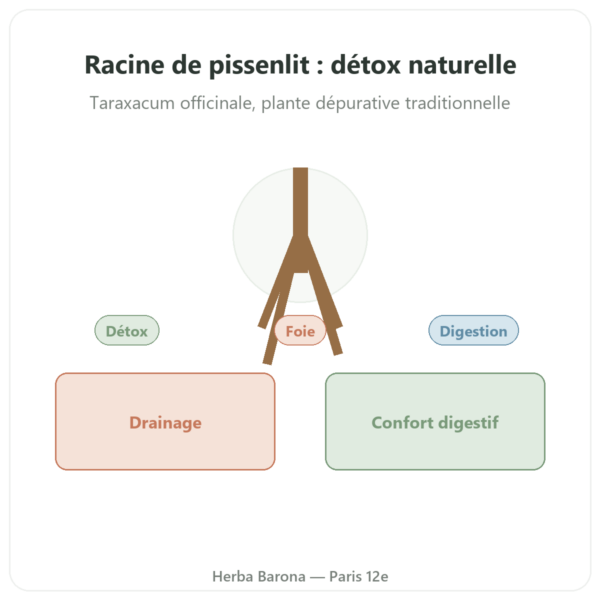 Dandelion Root Racine Pissenlit 500 mg Now Foods 100 Caps - Acheter presentation Paris Herba Barona