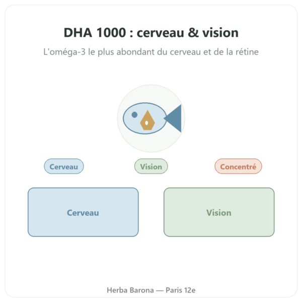 DHA 1000 mg – NOW Foods – 90 capsules molles presentation Paris Herba Barona