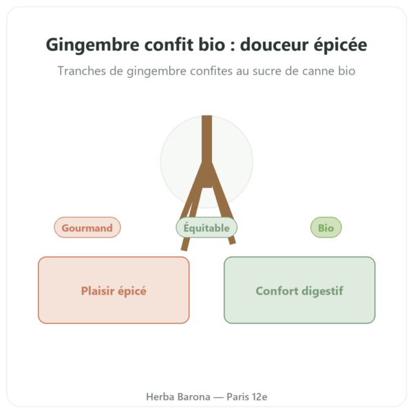Gingembre confit BIO 200 g SALDAC presentation Paris Herba Barona