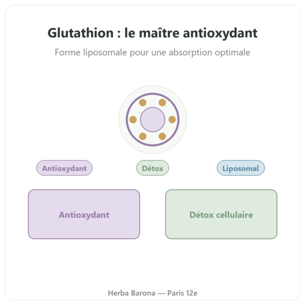 Glutathion liposomal – Dynveo – 150 mg – 60 gélules presentation Paris Herba Barona