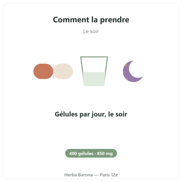 Glycine Cristallisée Nutrielement 400 gélules - Sommeil et récupération mode emploi conseil de prise Paris Herba Barona