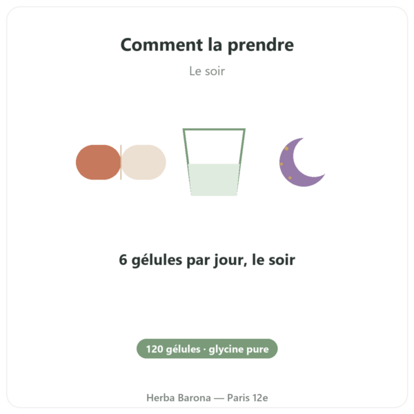 Glycine Cristallisée Nutrimuscle 120 gélules mode emploi conseil de prise Paris Herba Barona