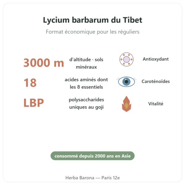 Goji du tibet - 1 X 1 KG bienfaits et chiffres Paris Herba Barona