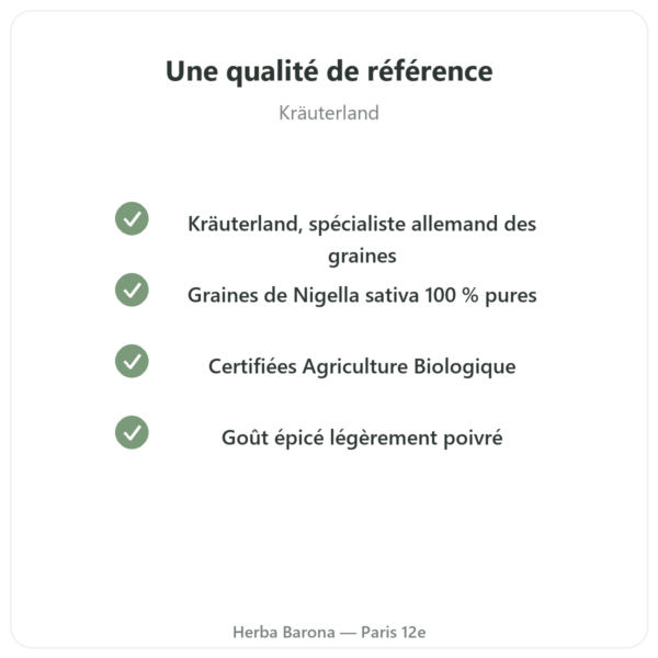 Graines de Nigelle Bio – Kräuterland – 500 g qualite Paris Herba Barona