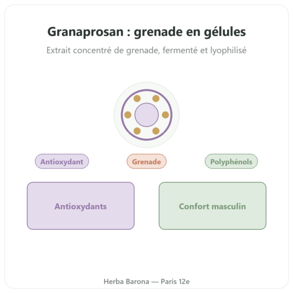 Granaprosan-Dr Jacob-100 gélules (elixir de grenade en capsules) presentation Paris Herba Barona